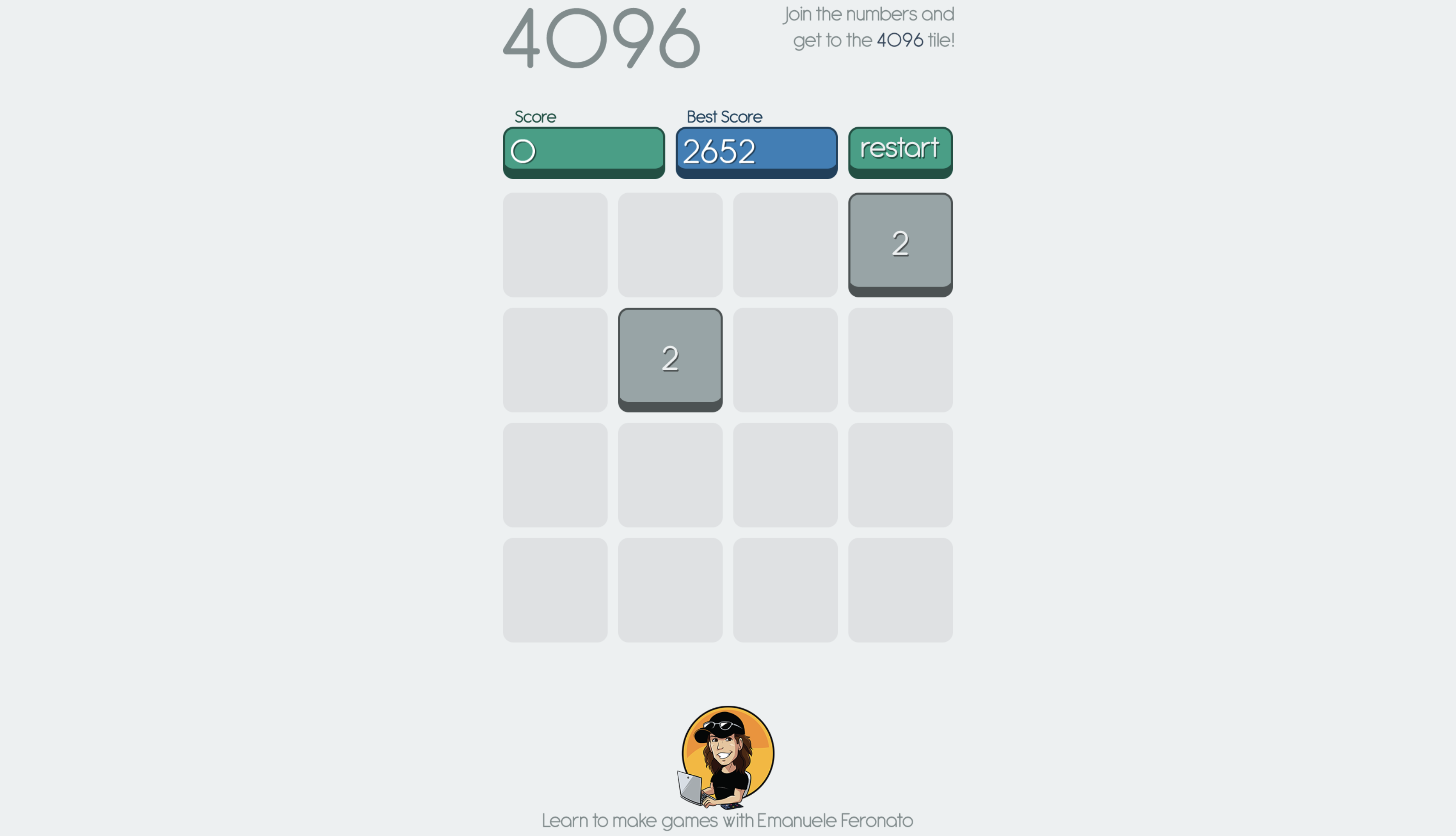 Screenshot of the 4096 game in browser.